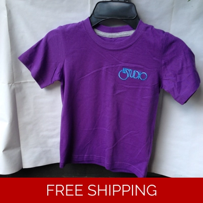 Le Studio Kids z Purple Shirt White & Blue Embroid Front Logo